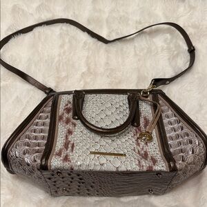 Brahmin Brown and Cream Shoulder Bag
